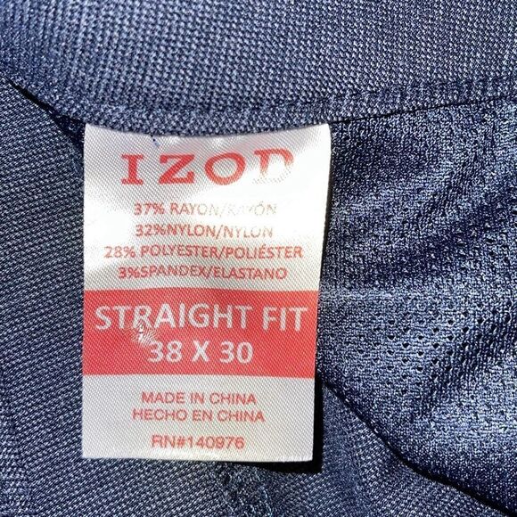 Izod Mens Advantage Performance Stretch Straight Fit Pants‎ Navy Blue Size 38x30 - Picture 6 of 8